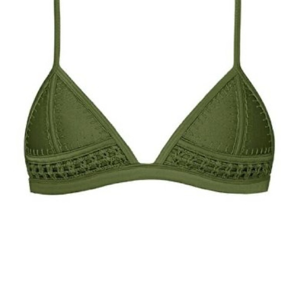 Green Crochet Triangl Bikini Top